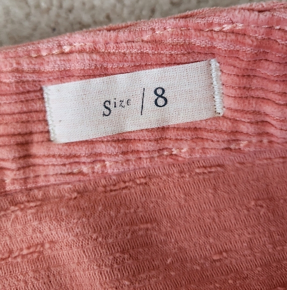 Pilcro Anthropologie Corduroy Fall Skirt front slit peach button-up size 8 - Picture 6 of 10
